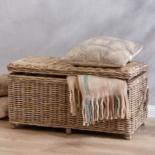 Natural Aubusson Kubu Rattan Storage Ottoman